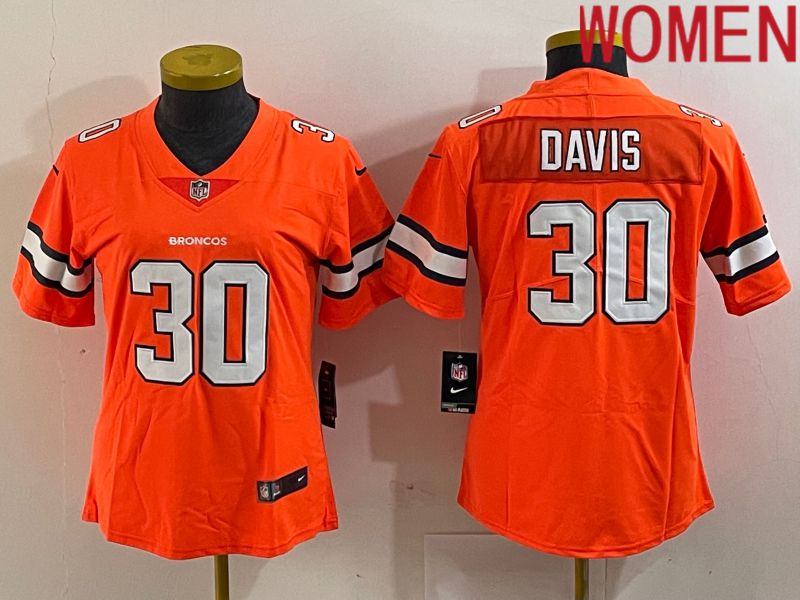 Women Denver Broncos 30 Terrell Davis Orange Generation 2024 Nike Limited NFL Jersey